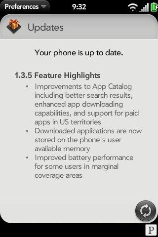 Palm Pre新版WebOS 1.3.5发布