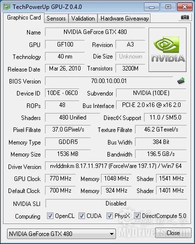 GPU-Z 0.4.0发布 支持GTX 480/470