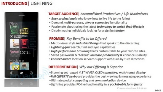 大屏WP7系统机型 Dell Lightning曝光