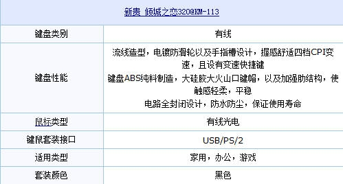 可冲洗 新贵倾城之恋320键鼠套装小降