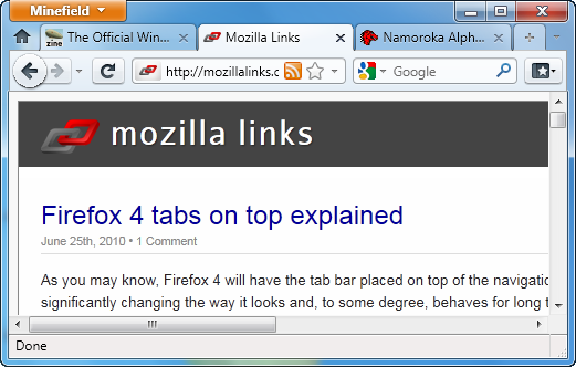 Mozilla公布Firefox 4.0最新用户界面设计