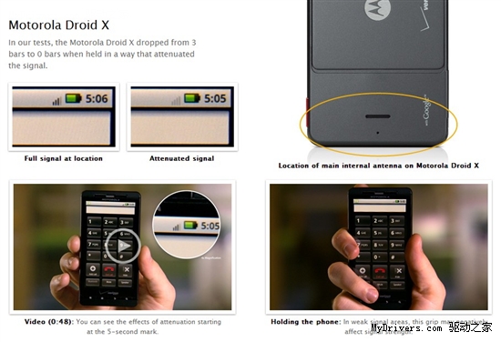 摩托罗拉亦难幸免 苹果亮Droid X天线问题