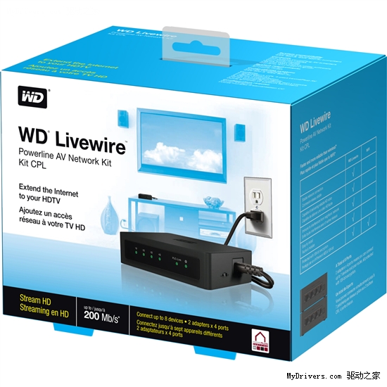 西部数据发布WD Livewire电力线网络套装