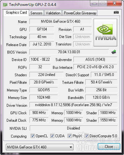 与HD5870试比高 华硕顶级GTX460显卡评测