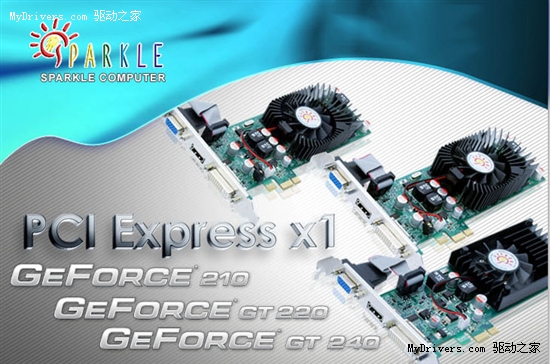 旌宇三发PCI-E x1接口GeForce 210/GT220/GT240