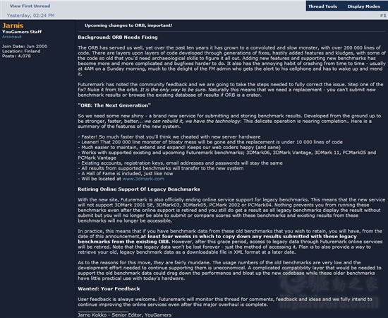 ORB数据库升级 旧版3DMark/PCMark退休