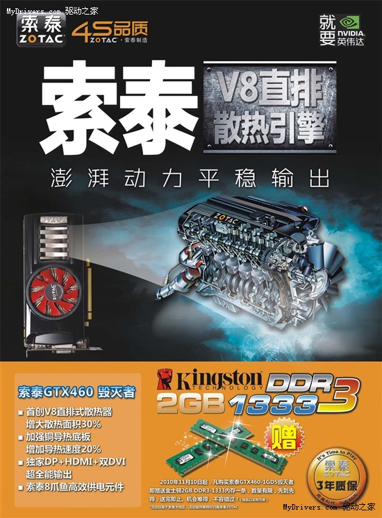 大厂也疯狂！索泰GTX460降价再送2G内存！