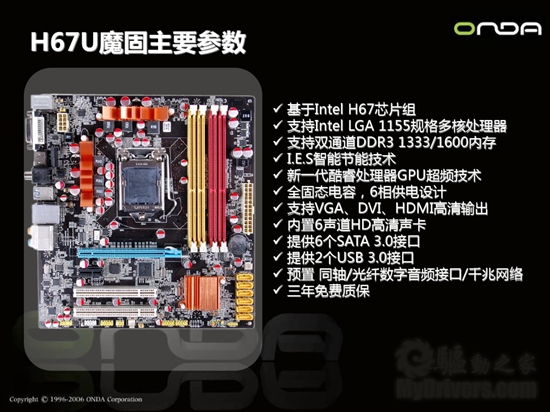 昂达三款P67/H67主板全方位细节预览