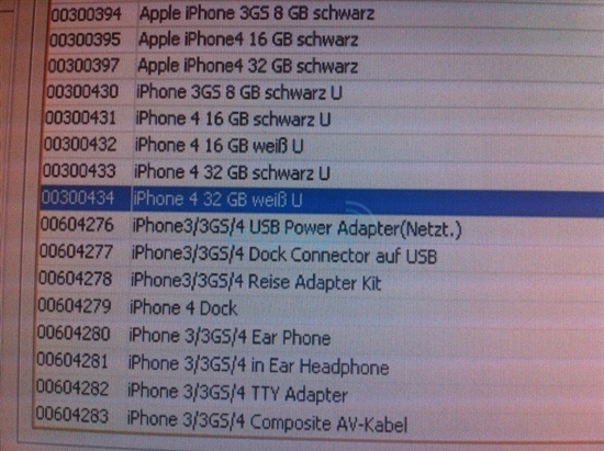 沃达丰德国订货系统列出白色版iPhone 4