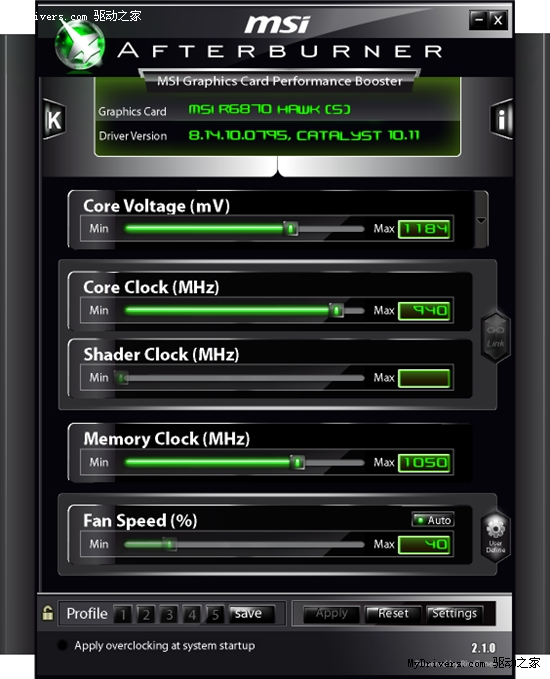 微星发布超频软件Afterburner V2.1.0 正式版