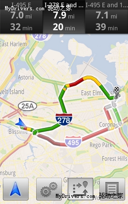 Google Maps导航加入实时路况避免堵车