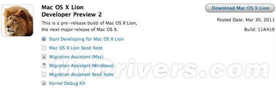 苹果发放Mac OS X Lion开发者预览版2