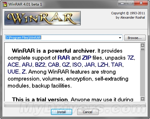 WinRAR 4.01开始测试