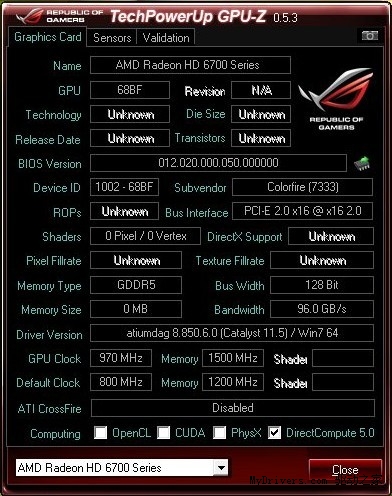 风冷不加压 HD6750显存狂飙6000MHz