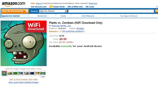 Android版《植物大战僵尸》正式开售