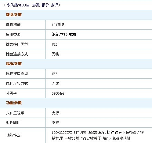 防水+零延迟！双飞燕G1000A键鼠售239