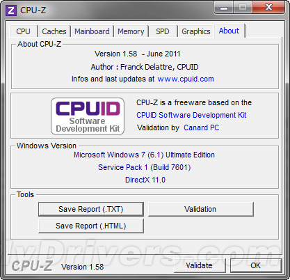 CPU-Z 1.58正式版放出 支持推土机、APU