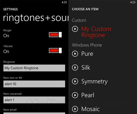 Windows Phone 7芒果支持用户自定义铃声
