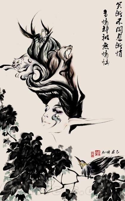 中国水墨浸染的《魔兽世界》插画欣赏