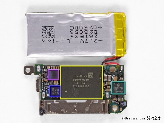iPod nano拆解报告：仅处理器、闪存升级