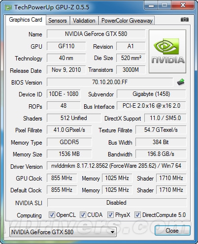 风冷核心飚1GHz!技嘉最强GTX 580评测