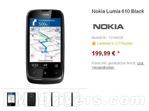 廉价WP机Lumia 610欧洲开订