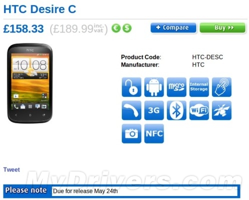 提升版入门机HTC Desire C英预售