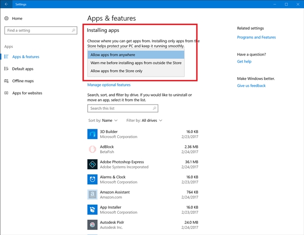 Windows 10�°�Build 15046���ͣ������η��̵�APP