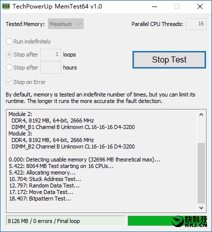 ���أ��ڴ��ȶ��Բ�������MemTest64 1.0