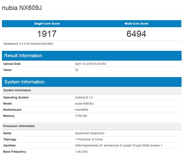 ŬǺħϷֻGeekBench835+8Gڴ