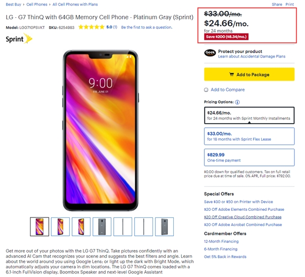 LG G7 ThinQ��˼���ṩ1300Ԫ�ۿۣ����ּ�3800Ԫ