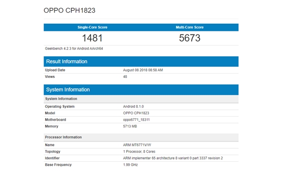 OPPO F9����GeekBench��������P60��6GB�ڴ�