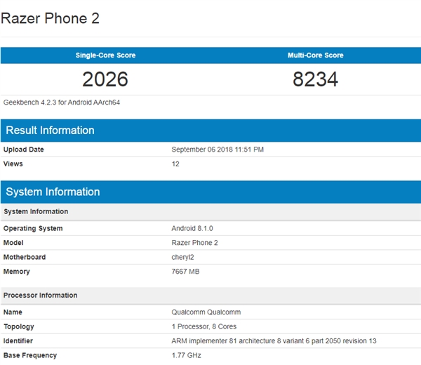 Razer Phone 2GeekBench845+8Gڴ