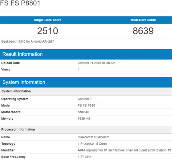 һ6TGeekBench845+8Gڴ 115շ