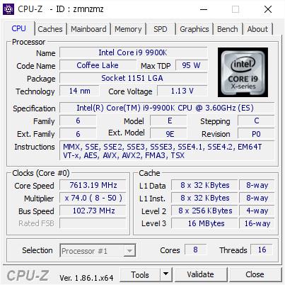 i9-9900K޳Ƶ¯230C7.6GHz