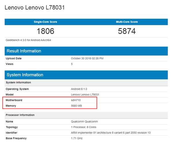 Z5 ProGeekBench710