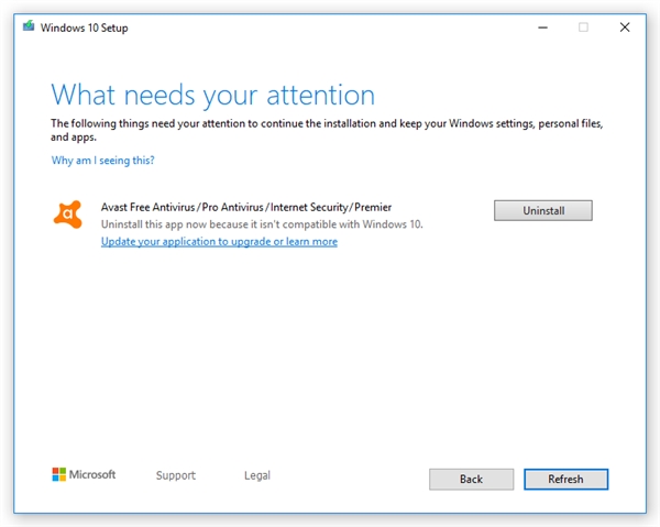 Windows 10 v1909ݹ棺ϰAvast/AVGɱжغ