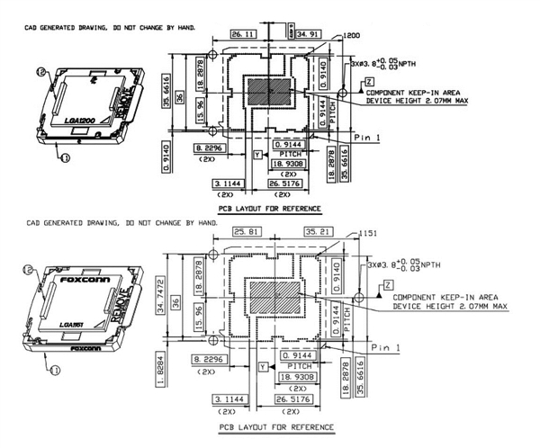 IntelʮLGA1200ӿڳߴع⣺ɢLGA115x