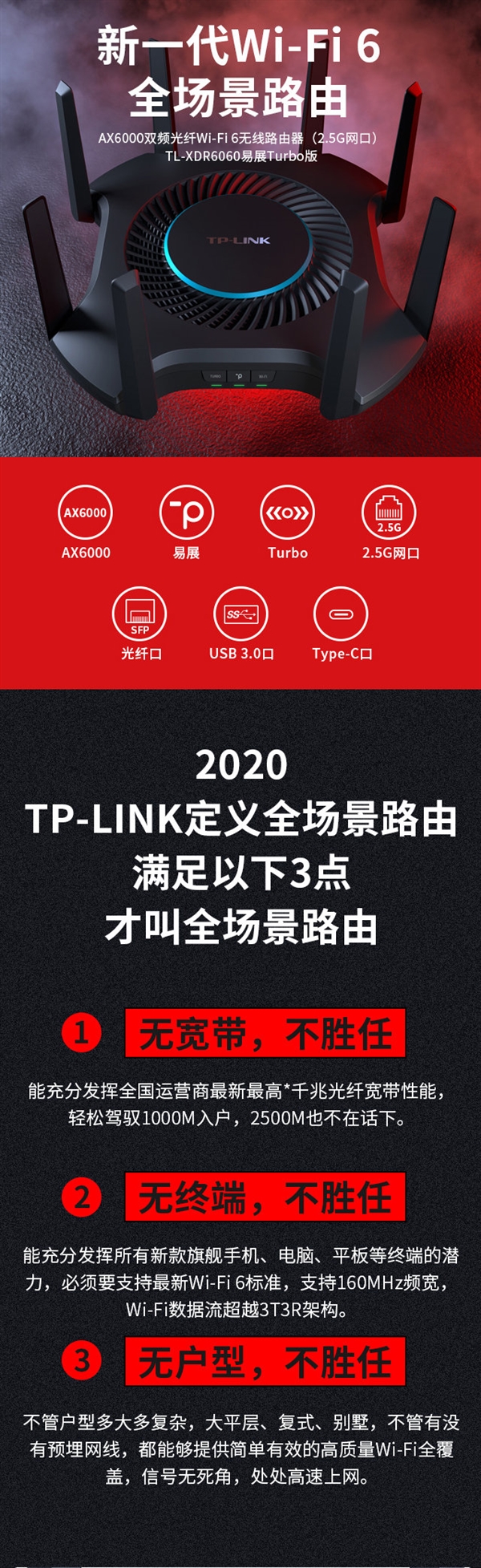 TP-LinkTL-XDR6060չTurbo棺Wi-Fi 6/5952Mbps ͨκλ