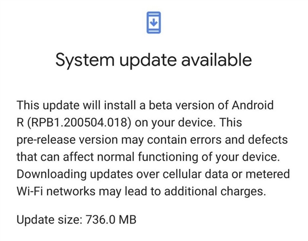 Android 11 Beta͵ܣС736MB λûյ