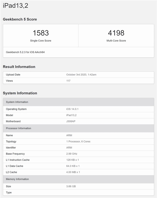 A14׸GeekBench ܷع⣺3.0GHzƵ ܱA1240%