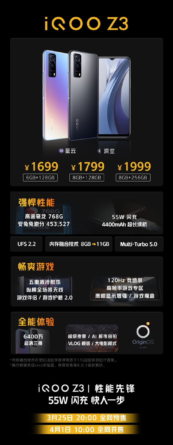 1699ԪһͼiQOO Z3֧55W䡢8GBڴ11GB