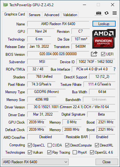 AMD千元亮机卡RX 6400又被砍一刀：超频锁死