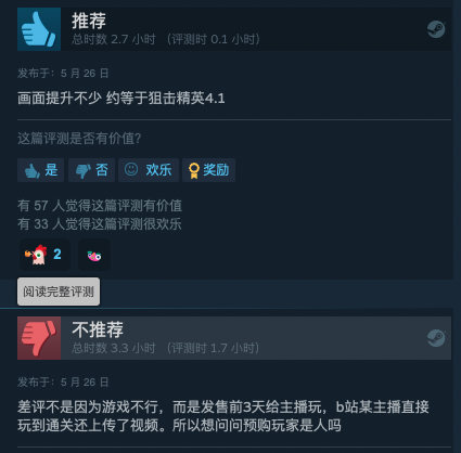 《狙击精英5》Steam褒贬不一 像大型DLC 有优化问题