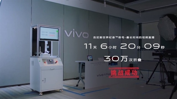 vivo X Fold挑战吉尼斯纪录成功：11天30万次折叠依旧如新