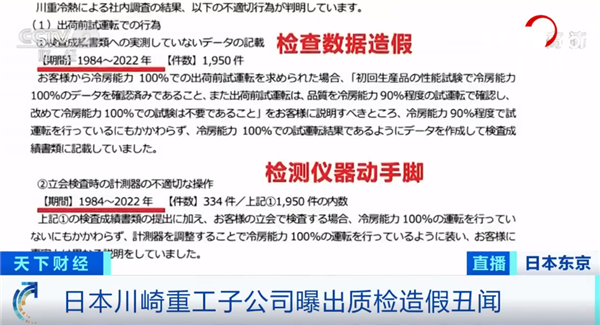 日本制造业巨头川崎重工承认质检造假：迄今将近40年