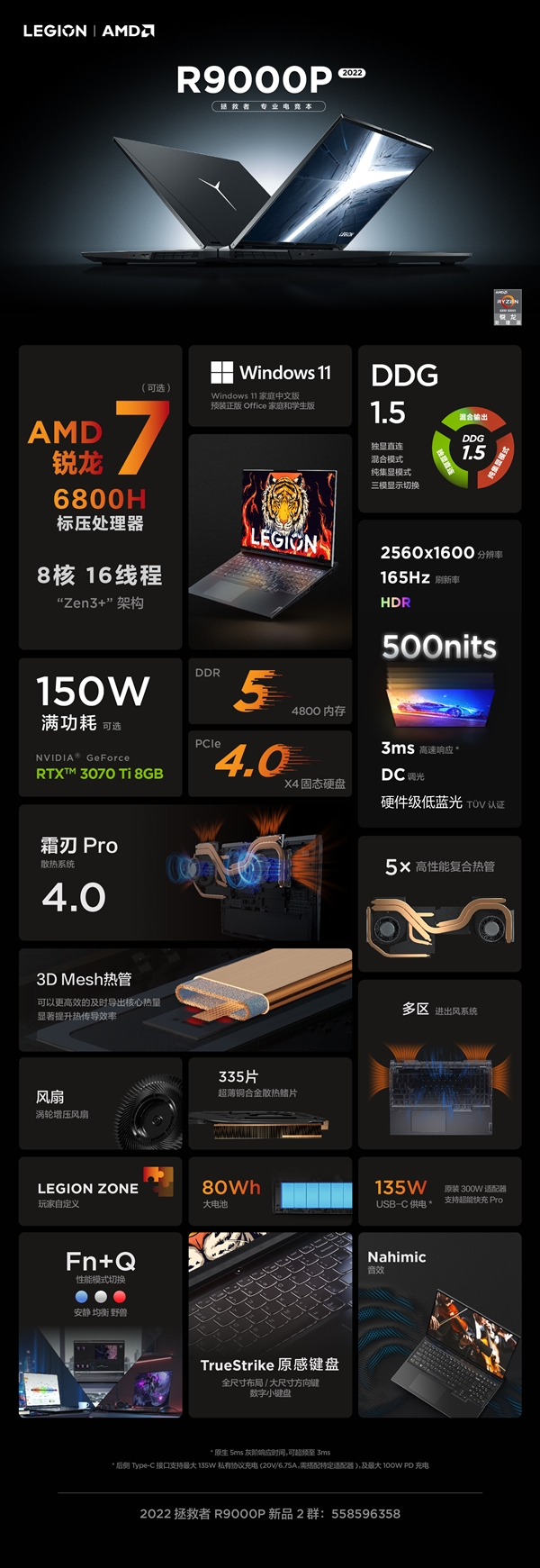 8499元起 联想拯救者R9000P 2022游戏本发布：顶配8核锐龙7+3070 Ti