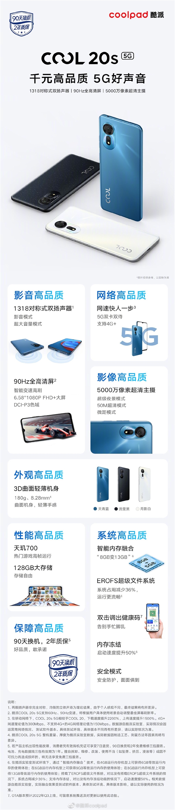 抢先iPhone 14 Pro感叹号设计！酷派COOL 20s 5G发布：仅999元起