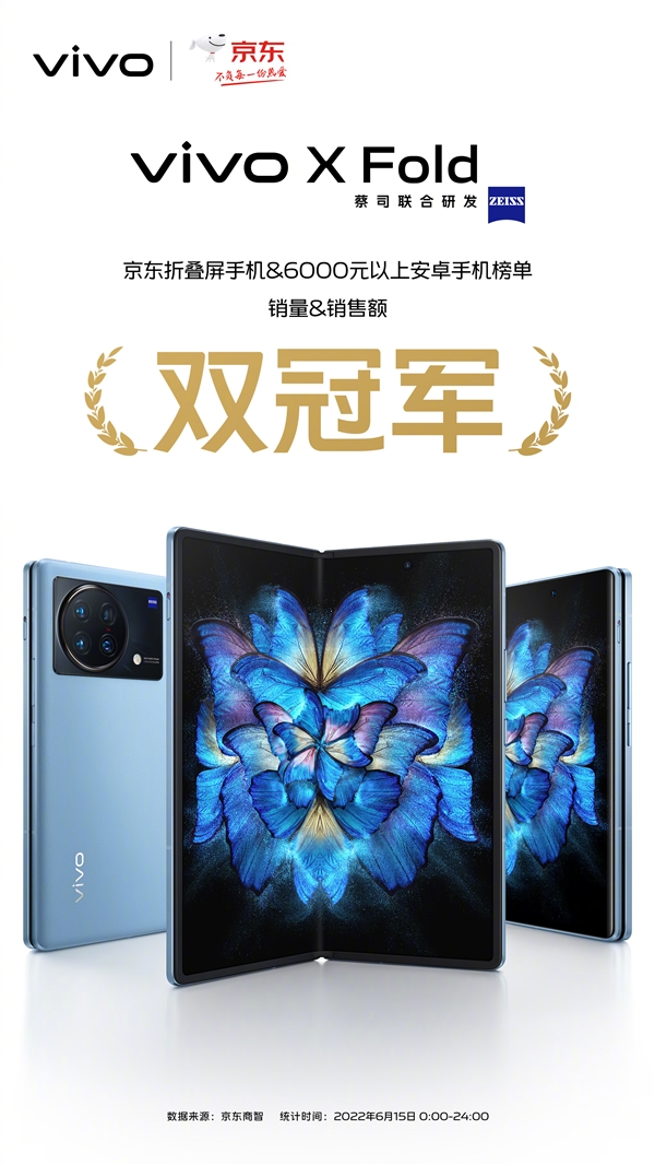 vivo X Fold成为京东6000元以上安卓旗舰销量王者：8999元供不应求