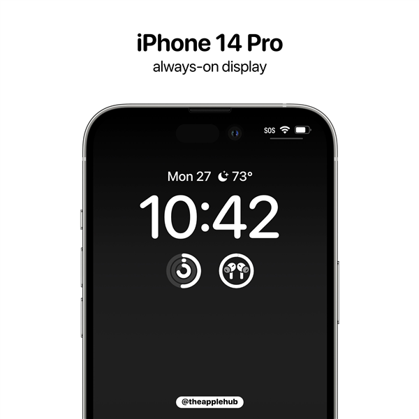 跟上安卓步伐！拥有息屏显示功能的iPhone 14 Pro正面照曝光